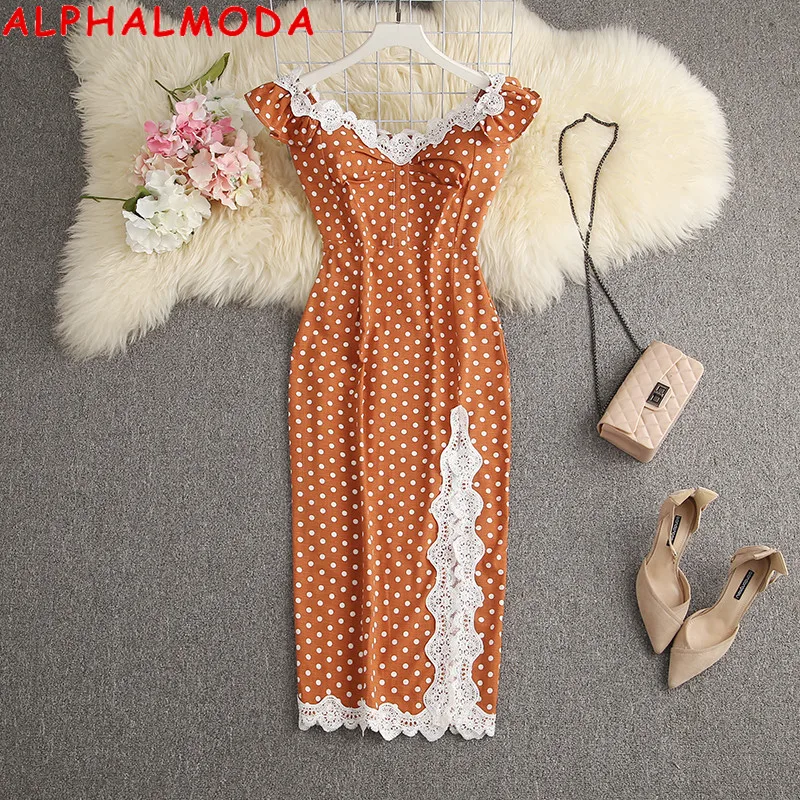 ワンピース Herlipto Polka-Dot Lace-Trim Dress 新色】Polka-Dot Lace-Trim Dress