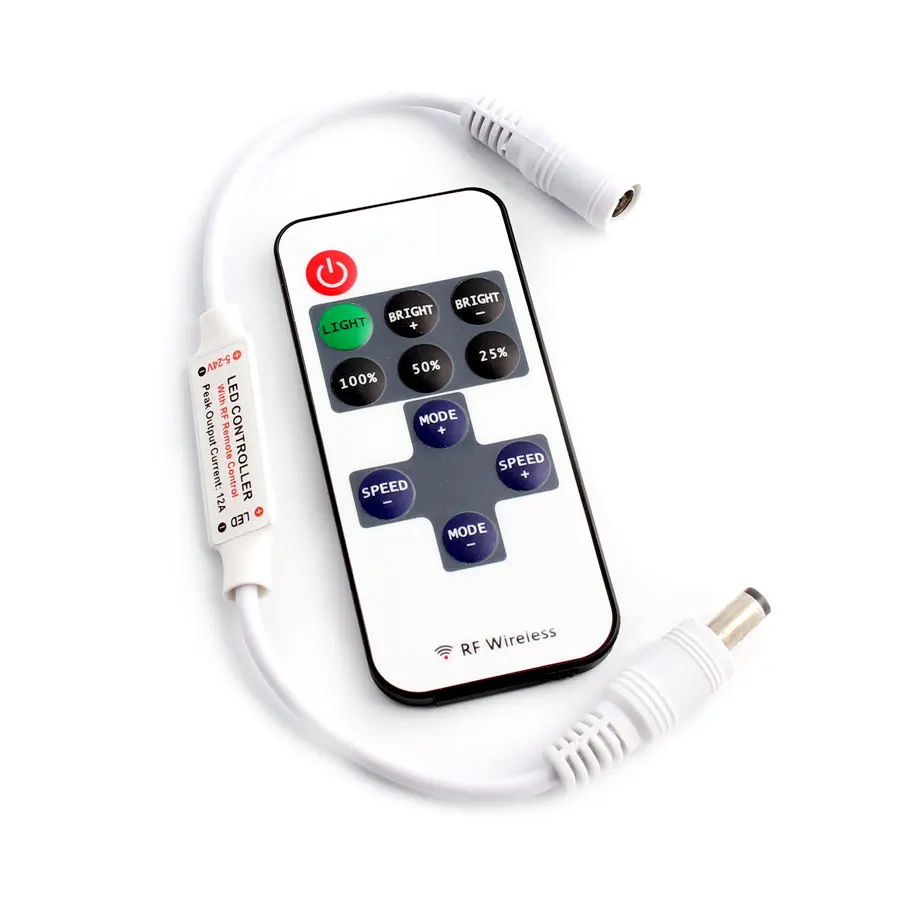 

12 24 V 11 Keys RF LED Strip Controller Mini Dimmer RF Remote DC 5V 12V 24V Controller For LED 5050 2835 Strip Single Color