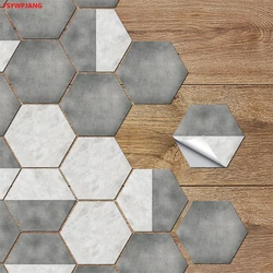 100Pcs PVC Non-slip Floor Stickers Bathroom Tile Wall Sticker Self-adhesive Wallpaper Floor Decoration Hexagonal Floor Stickers