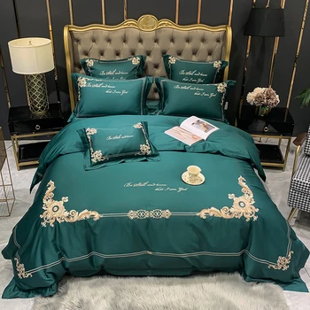 

600TC egyptian cotton Bedding sets Queen King size Classical Embroidery Bed Duvet cover Bed sheets linen set 4/7pcs bed set
