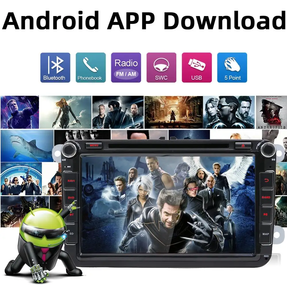 Sale CAR DVD GPS 2 Din Android 9.0 octa 8 Core For Volkswagen Skoda/Seat/Passat/b7/POLO/GOLF5 6/Caddy WIFI BT 3G/4G NET RDS CAR RADIO 5