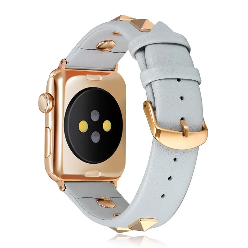 Ремешок кожаный в стиле панк для Apple Watch Band 44 мм 40 браслет из натуральной кожи IWatch 38
