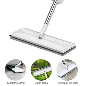 

Flat Mop Free Hand Washing Stainless Steel Handle Mop Home Floor Cleaning Microfiber Pad Scraper Clean Home House Office