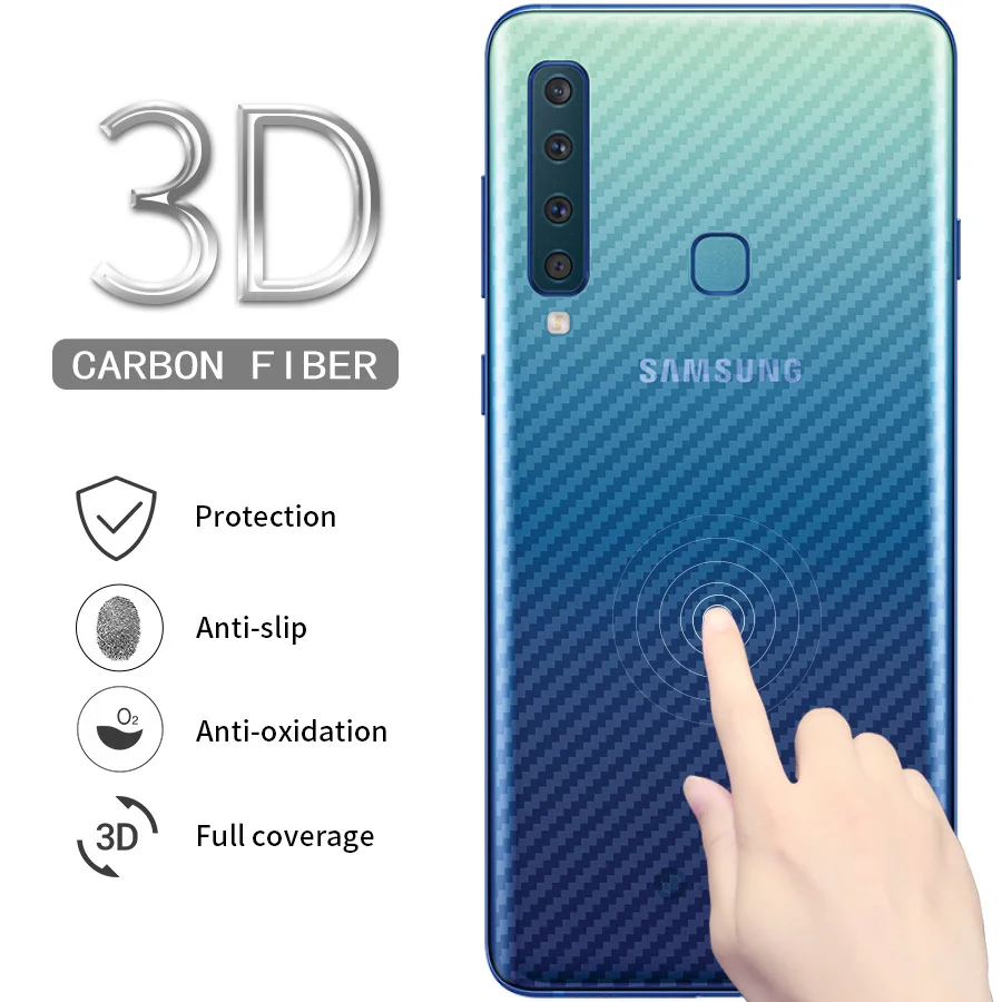 Задняя пленка для Samsung A8 A7 2018 A6 Plus A3 A5 2017 Galaxy J4 J6 3D углеродное волокно защита экрана