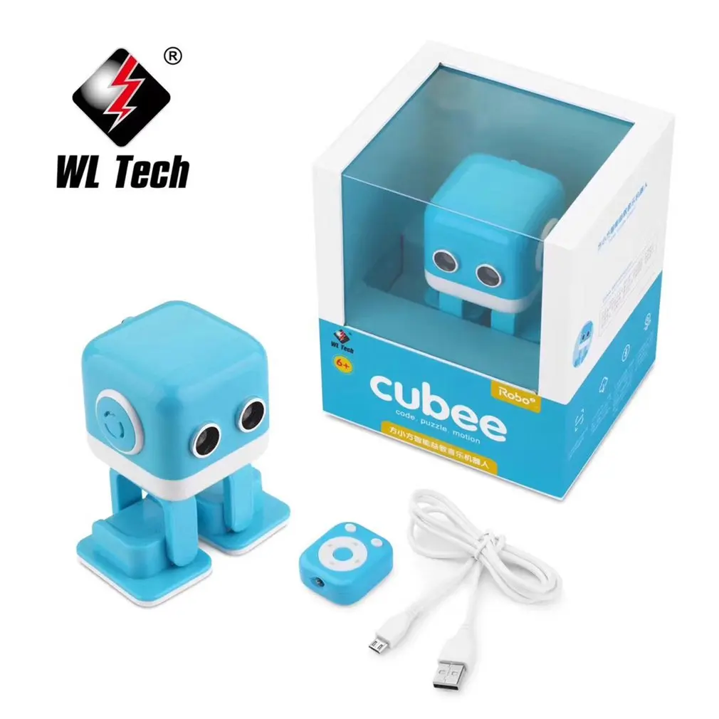 WLtoys Cubee F9 Интеллектуальный мини-робот для ходьбы, музыкальный танцевальный светильник, детская игрушка, программирование, приложение, дистанционное управление, препятствие, авои танец