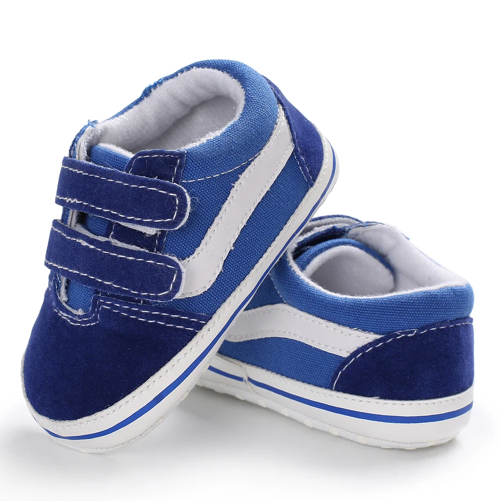 Милая обувь с мягкой подошвой для новорожденных девочек и мальчиков, Нескользящие парусиновые кроссовки для тренировок, Prewalker, цвет черный, белый, синий, 0-18 месяцев