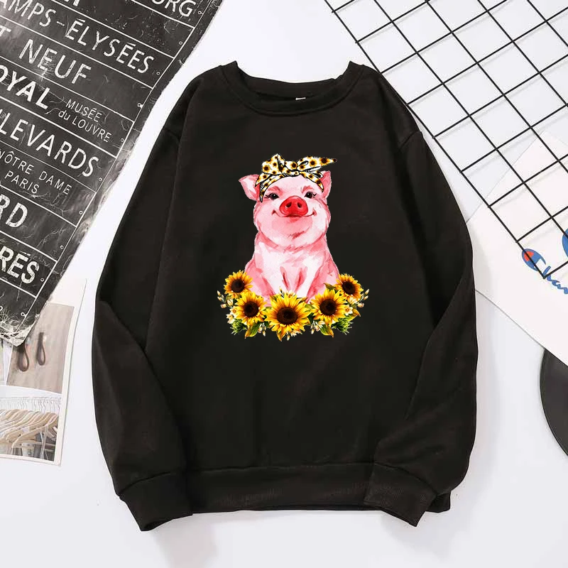 

Fashion Pig Printed Women Casual Pullover Tops Blouse Hoodie Men Women Loose Round Neck with Long Sleeves Spring Autumn Clothes