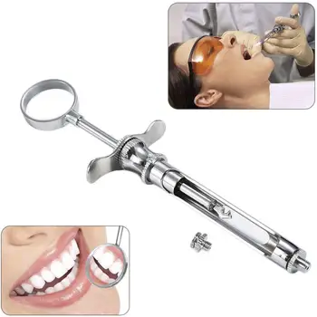 

1PCS Stainless Steel Dental Syringe Dental Anesthesia Syringes Aspirating Syringe Dental Instruments With Head Dental Teeth Care