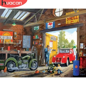 

HUACAN Pictures By Numbers DIY Garage Drawing On Canvas Oil Painting By Number Car Kits Home Decoration