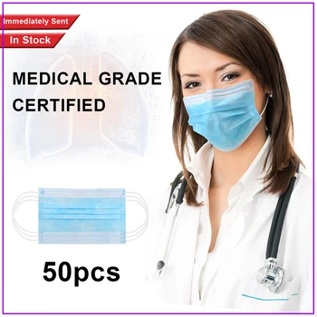 

50 pcs/Bag 3 Layer Non-woven Dust Mask Thickened Disposable Mouth Mask tapabocas riutilizzabili mascaras faciais gripe masque