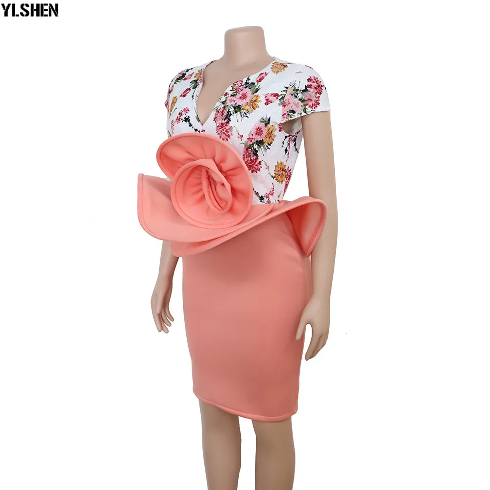 African Dresses For Women African Clothes Africa Dress Print Dashiki Ladies Clothing Handmade Flower Ankara Grown African Dress 11