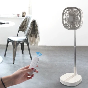 

Folding Stand Fan with Remote Control Mini Telescopic Fan USB Rechargeable Table Floor Fan 4 Speeds Adjustable Height