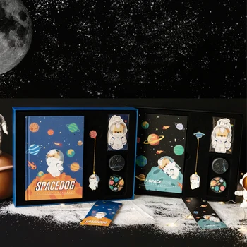 

Kawaii Life Hardcover Gift Box Aerospace Space Dog Set Creative Handbook Stationery Birthday Gift Cute Handbook