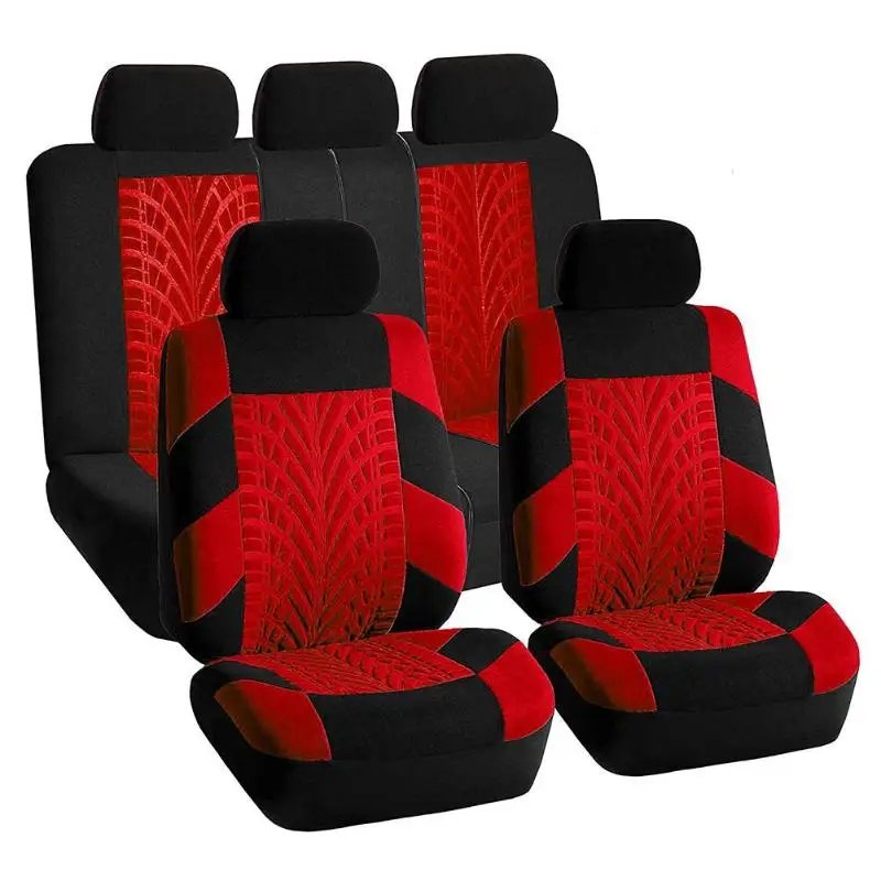 5 Seat Set Red VODOOL чехол для автомобильных сидений, набор универсальных чехлов для автомобильных сидений, защитный чехол для сидений автомобиля - Название цвета: 5 Seat Set Red