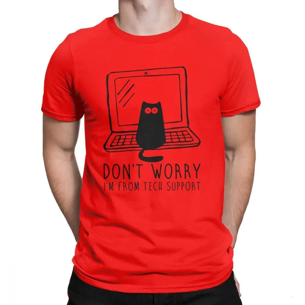 Red One yona для мужчин I'm из технической поддержки футболки кошки гик Программирование инженерное программное обеспечение инженер хлопок Забавные футболки размера плюс - Цвет: Red