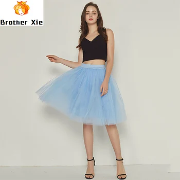 

2020 New Summer Women Tulle Skirt High Waist Sweet Multicolor Ball Gown Medium Long Skirts Female Knee-length Party Skirt