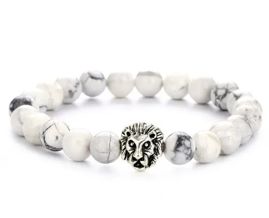 8 мм leopard медь bd32 Белый Howlite оникс Йога эластичная нить отрегулированный бисер