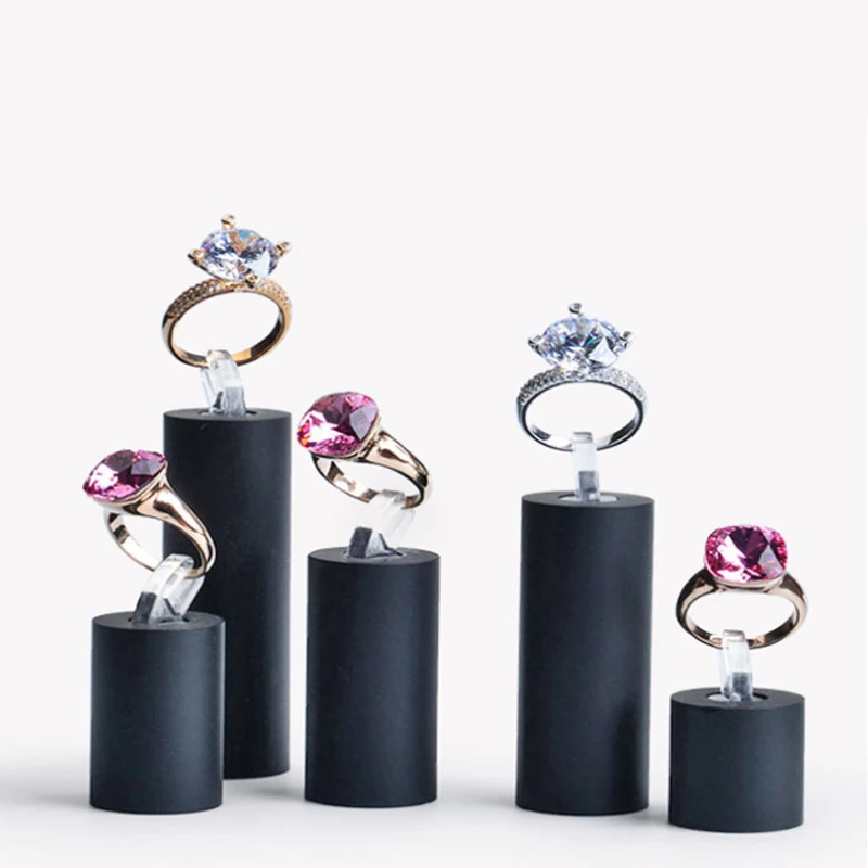 Acrylic Black/Transparent 7pcs/set Ring Display Stand Ring Pendants Show Display Photos Props Jewelry Storage Rack