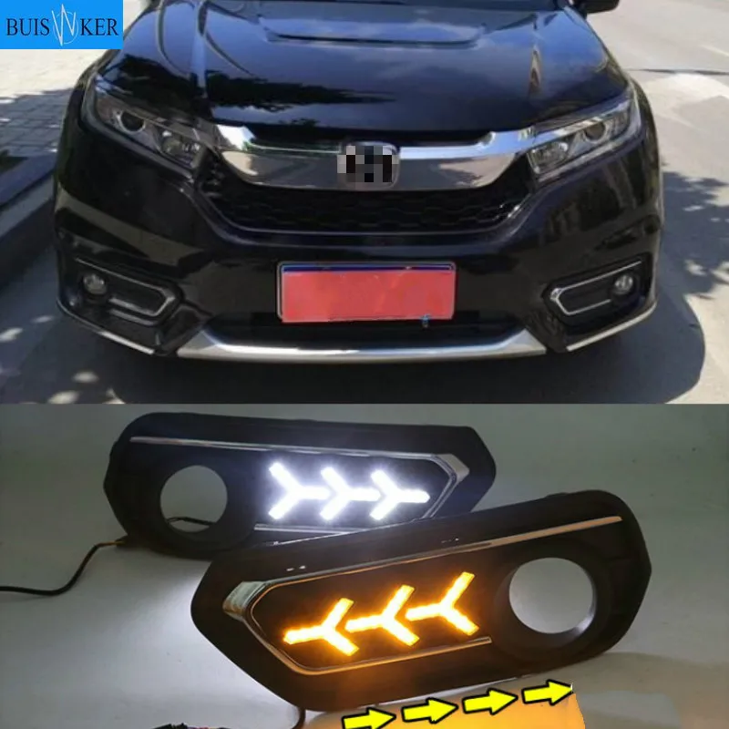 

Дневные ходовые огни DRL, 1 комплект, дневные ходовые огни 12 В, противотуманные фары из АБС-пластика с желтым указателем поворота для Honda AVANCIER 2017-2019