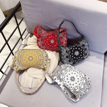

Ethnic Style Women Flower Print Handbag Totes Lady Small Underarm Shoulder Bag Fashion Exquisite Shopping Bag
