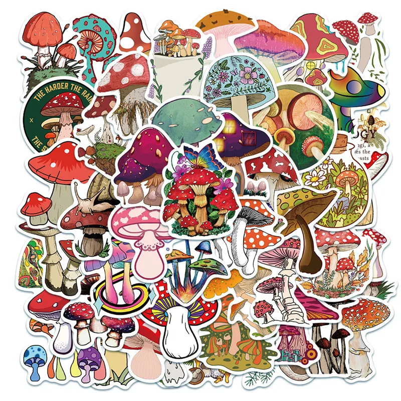 Cartoon Stickers Cartoon Animal Stickers Kawaii Stickers Decorative Stickers 10/30/50 PCS Plant Mushroom Cute Cartoon Sticker Notebook Toy Notebook Carrying Suitcase Decoration Sticker Gift