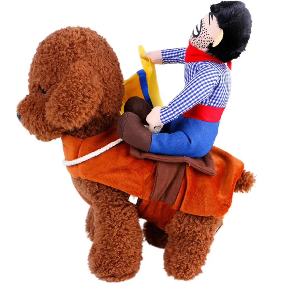 Cartoon Pet Cowboy Horseback Riding Costume Supplies Cospaly Halloween Dog Clothes | Дом и сад