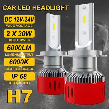 

GISAEV Headlamp Led-Bulb Car-Headlight Led H7 Canbus 6000 LM CSP-Chip 60W 12V 24V 6000K Auto Bulb Lights Accessories