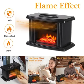 

Black Electric Heater Personal Space Heater Warmer PTC Heating Adjustable Overheat &Tip-Over Protection Home Warm Supplies