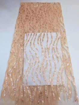 

African Net Milk Silk Lace Sequins Embroidery High Quality Pink French Lace Fabric Nigerian Lace Fabric For Party Dress 1ZX3191