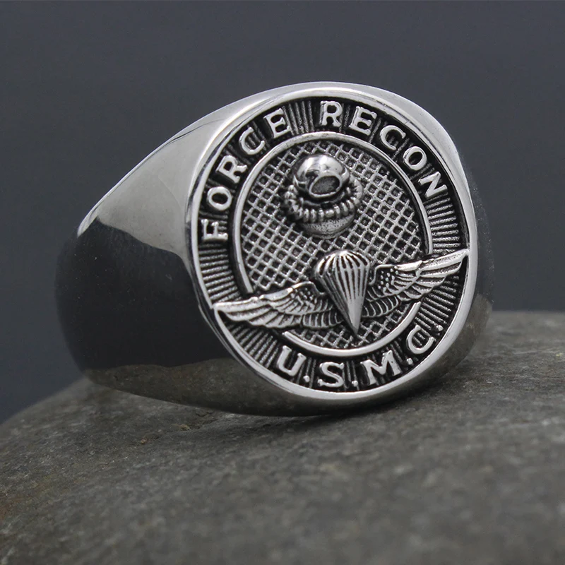 США морской корпус силы Recon USMC военные украшения кольцо из стерлингового серебра