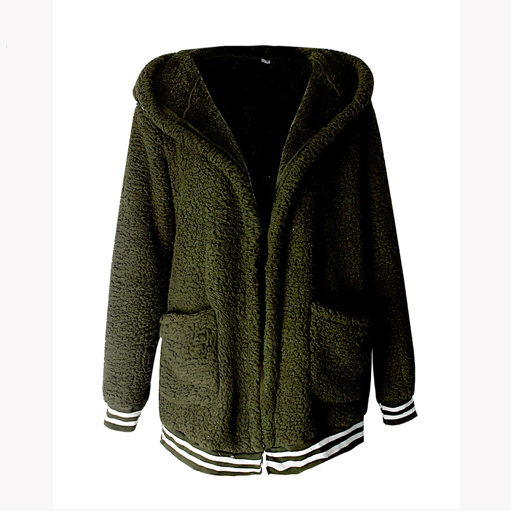 

Striped Hip Hop Style High-end Casual Loose Ladies Motorcycle Jacket Autumn And Winter Warm Fashion Wool Coat