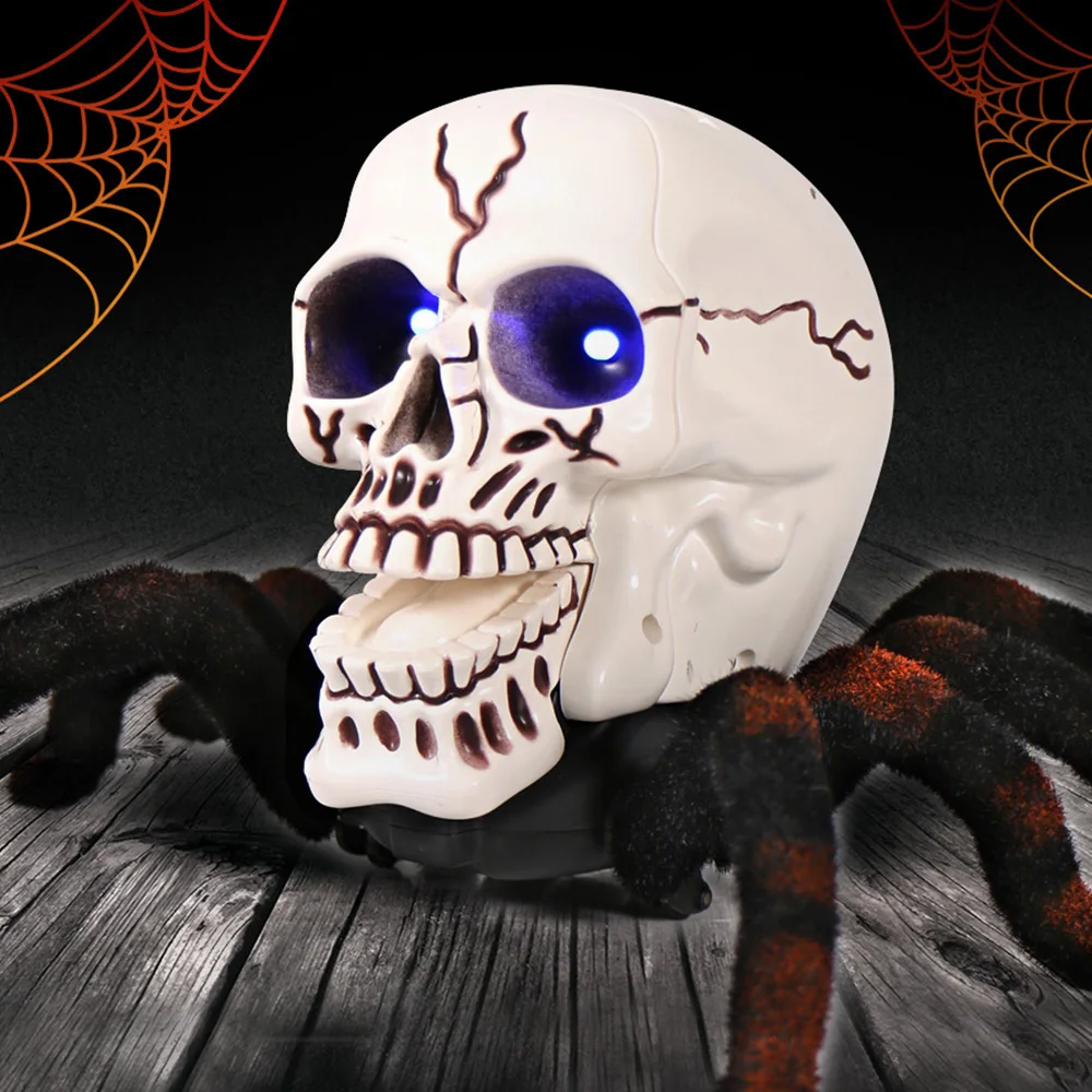 

Gags & Practical Jokes Halloween kids toys Realistic Remote Control Skeleton Spider Terrifying Toy trick-playing party light