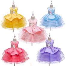 Платье с цветочным узором для девочек для свадебной вечеринки; одежда для дня рождения для маленьких девочек; элегантные Детские платья для первого причастия с вышивкой для девочек