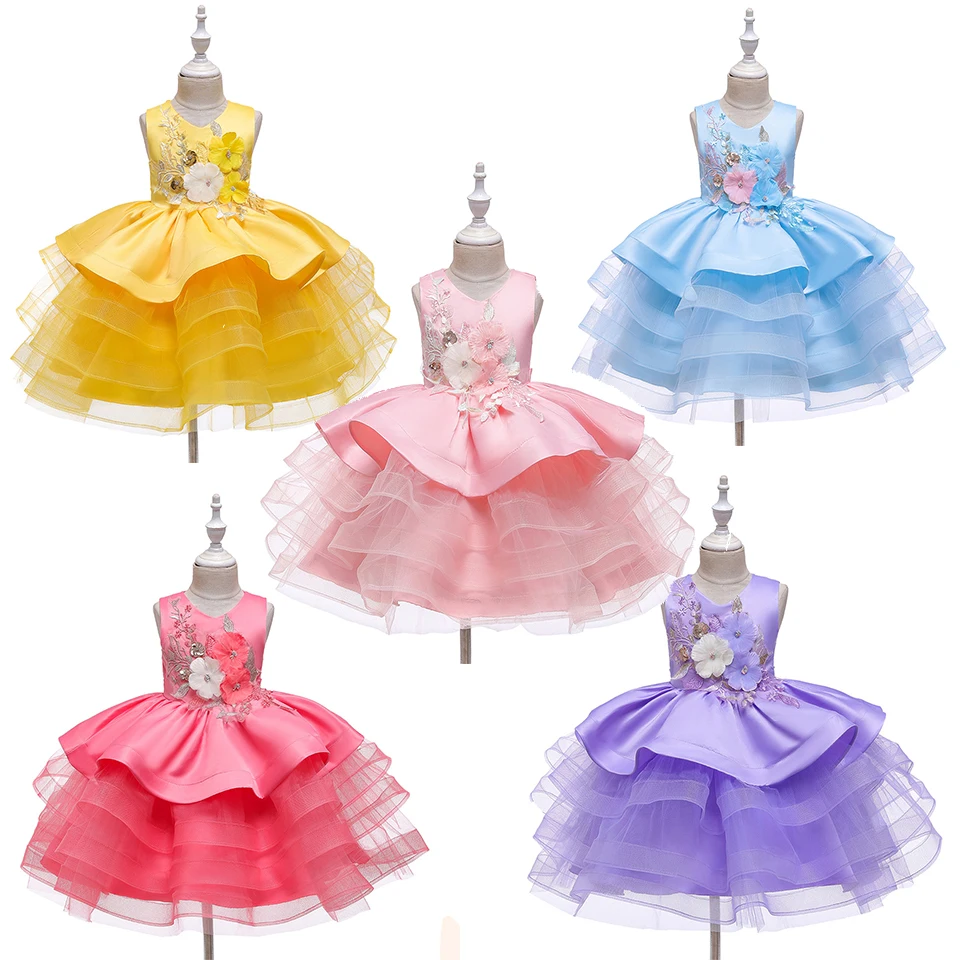 

Flower Girl Dress For Wedding Party Baby Girl Birthday Outfits Elegent Embroidery Children's Girls First Communion Dresses