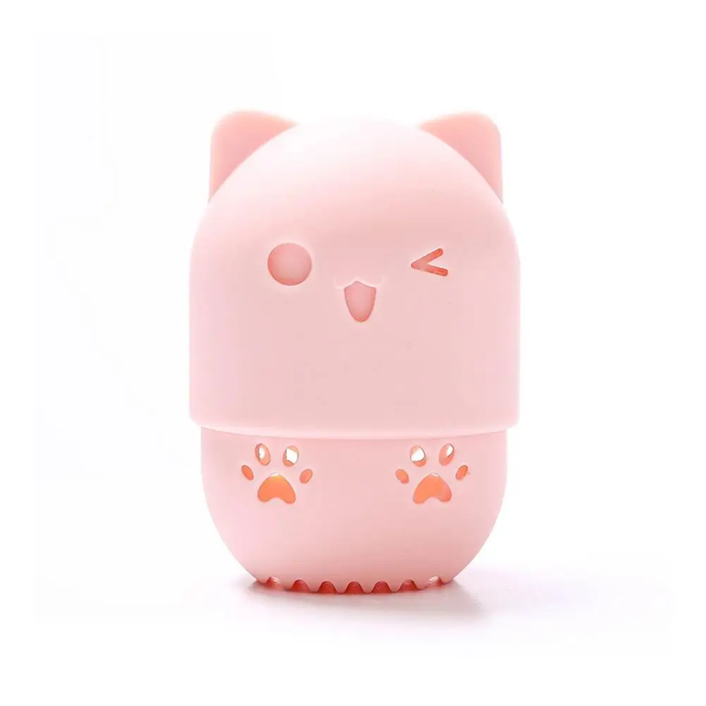Kitten Beauty Powder Puff Blender Holder Sponge Makeup Egg Drying Case Portable Soft Silicone Cosmetic Blender Sponge Box Holder