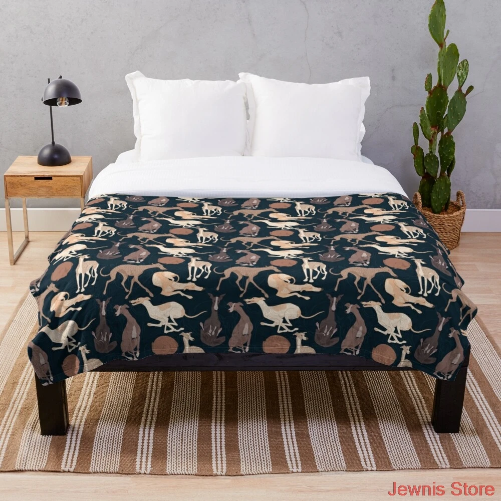 Whippet Good Dark Blanket Warm Cozy Letter Throw Blanket Print on