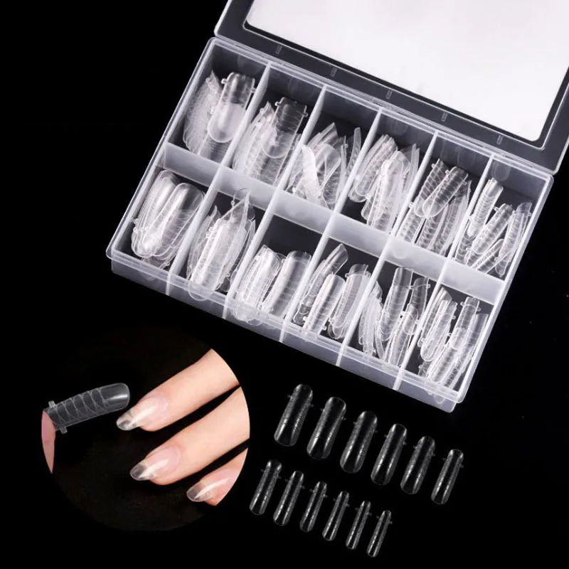 

120pc/Box Fake nails Reusable Nail Extention Model Transparent Quick Lengthen Nail Mold for Manicure