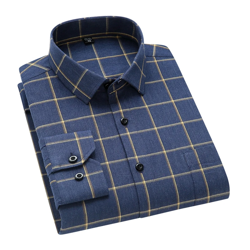 

Men's Warm Shirt, Plaid Thickening and Velvet Long-sleeved Casual Shirt, Slim Business Shirt, Formal Jacket Can Be Customized