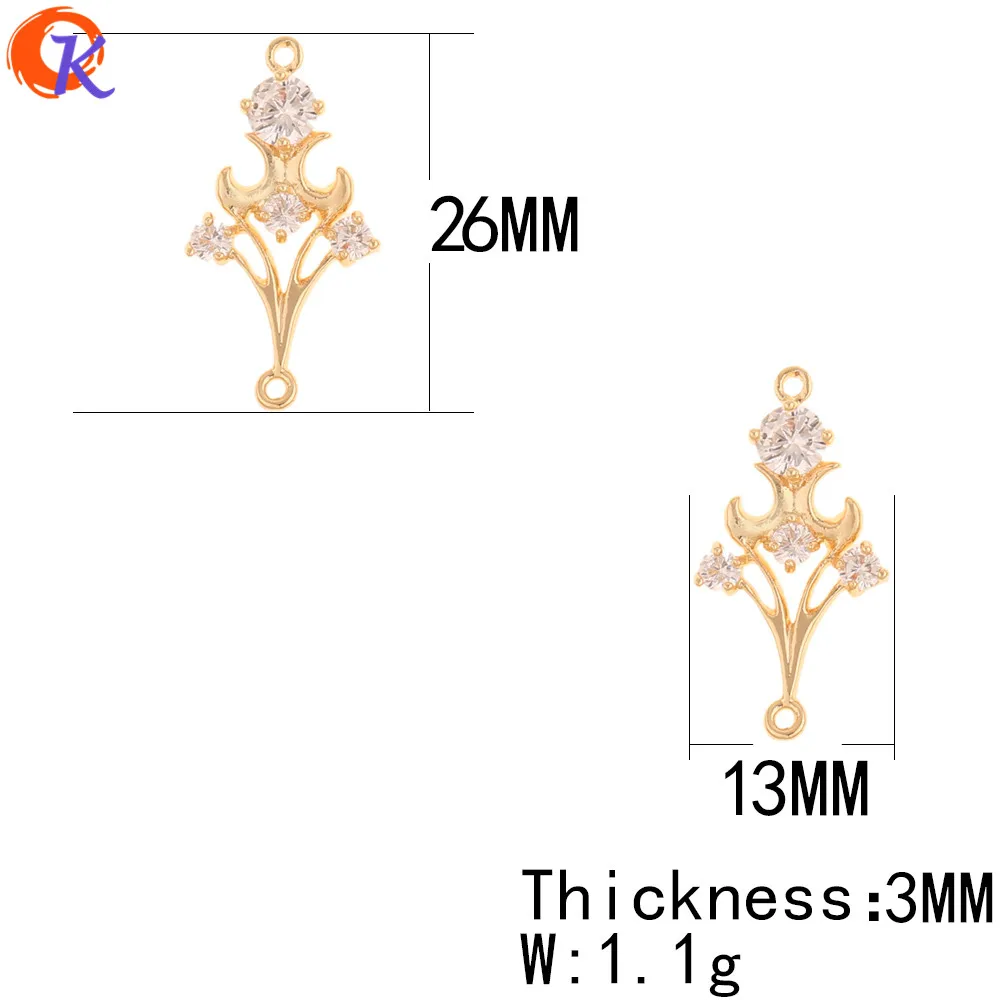 Cordial дизайн 30 шт. 13*26 мм ювелирные аксессуары/DIY Изготовление/cz соединители/ПОДЛИННОЕ золотое покрытие/ручная работа/застежки для сережек