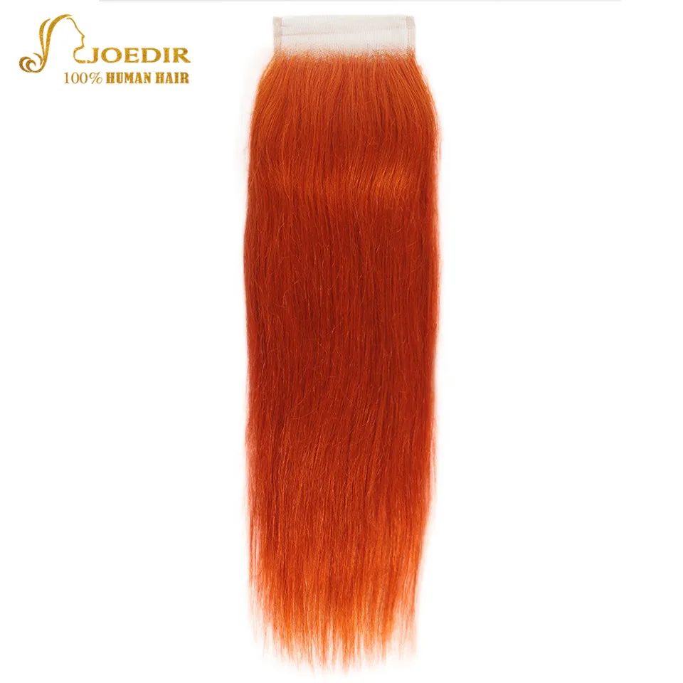 Joedir Hair Brazilian Straight Hair Bundles With Closure Human Hair Weave Bundles With Closure Orange Red Bundles With Closure