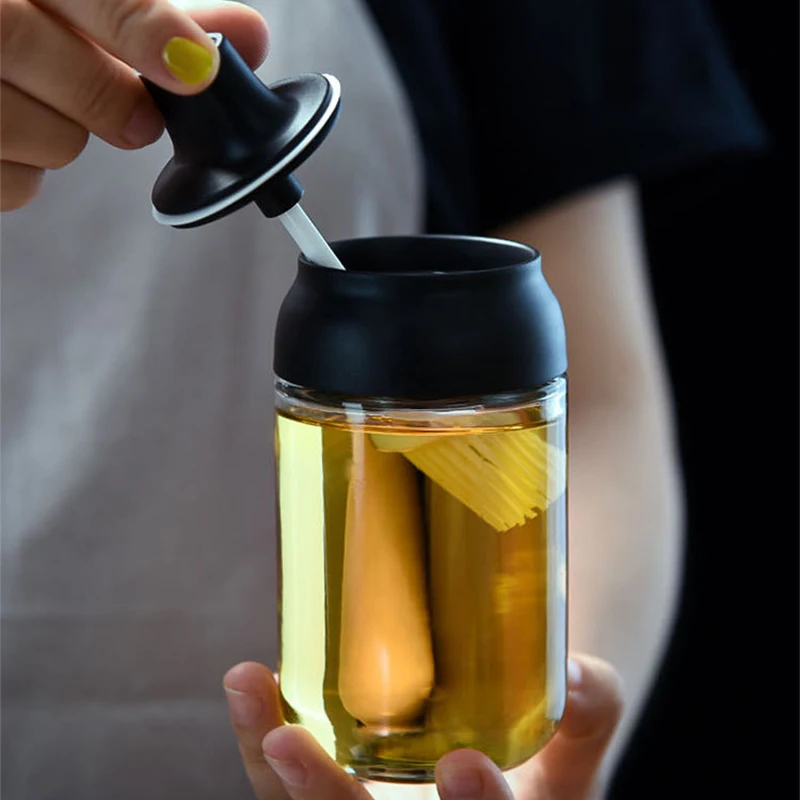 Kitchen supplies with spoon glass pepper cruet glass spoon cover moisture-proof transparent seasoning tank kitchen accessories