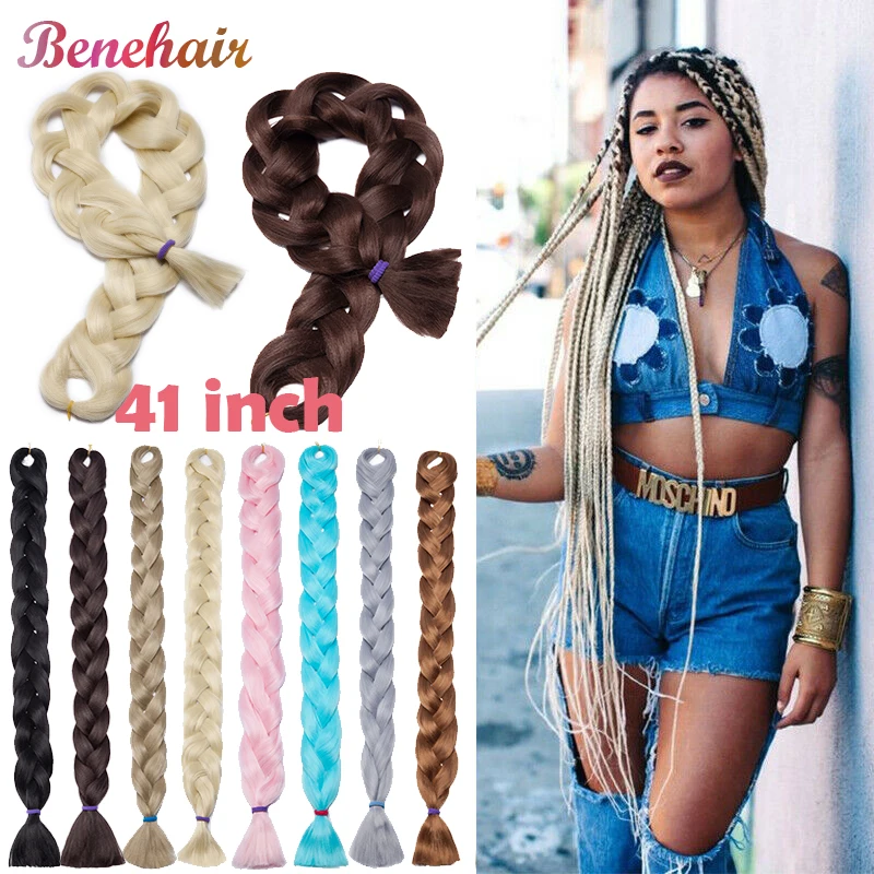 Волосы для наращивания BENEHAIR 41 '' синтетические плетеные волосы Джамбо косички