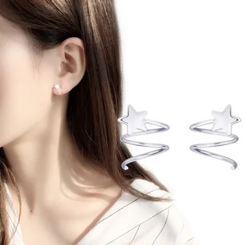 

925 Sterling Silver Star Heart Charm Stud Earrings For Women Wedding Jewelry Prevent Allergy boucle d'oreille pendientes eh1222