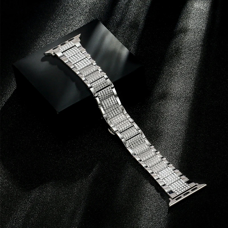 Роскошная обувь с украшением в виде кристаллов ремешок для наручных часов Apple Watch, версии 4 серии Для женщин браслет для мужчин часы ремешок