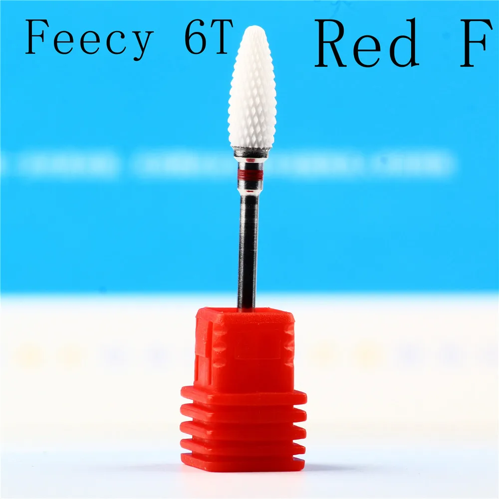 Feecy 6T red F Фреза для маникюра, керамическая фреза для маникюра, набор фрез для педикюра, электрическая пилка для ногтей, фрезы для ногтей - Цвет: Feecy 6T red F