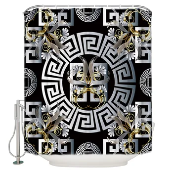 

Flower Mandala Silver Swirl Pattern Shower Curtains Polyester Fabric Waterproof Bath Curtain