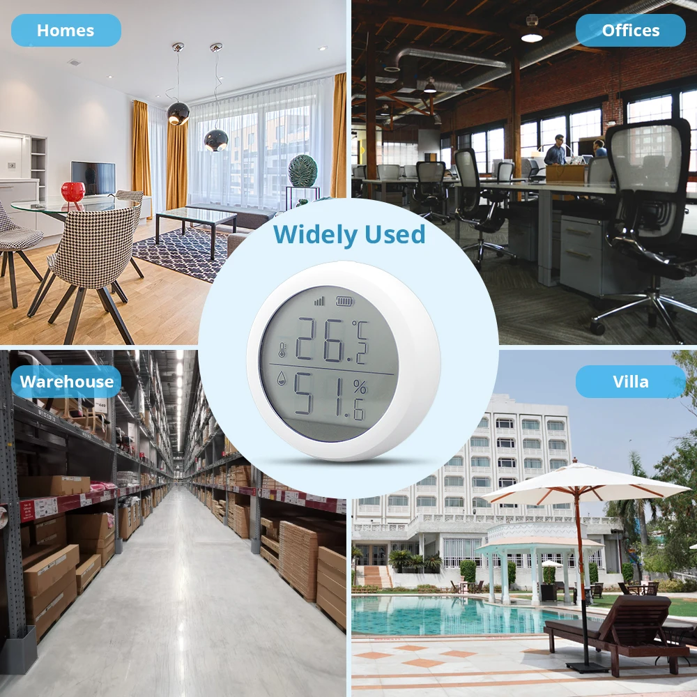 Temperatura e Sensor de Umidade com Display Funciona com Amazon Tuya Zigbee Google Assistente Casa Lcd - Image 4