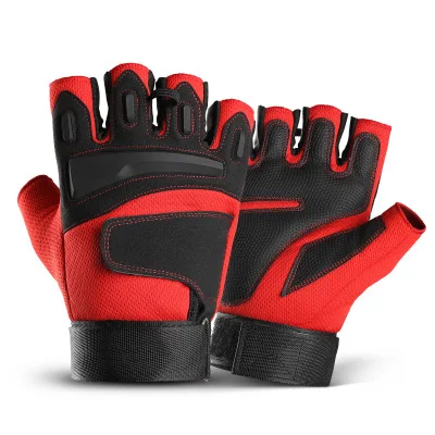 Half Finger Riding Gloves Summer Breathable Non-slip Men's Bicycle Gloves Outdoor Fishing Gloves Mountain Bike Guantes Ciclismo - Цвет: Красный