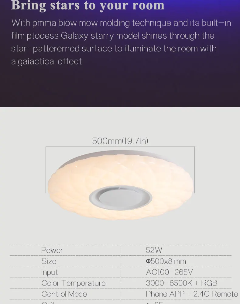 Современные светодиодные потолочные лампы Домашний Светильник ing XU-36W 52 Вт RGB приложение Bluetooth музыкальный светильник для спальни лампы для гостиной умный потолочный светильник