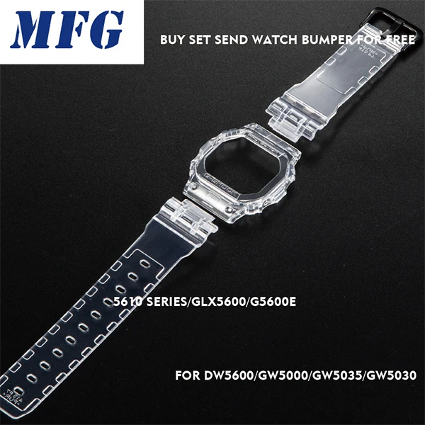 Black Clasp Прозрачный ремешок для часов с рамкой для часов DW5600 5610 серии DW/GW5000 браслет с металлической застежкой - Цвет ремешка: Black Clasp
